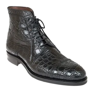 7CM/2.76 Inches CMR CHAMARIPA Handcrafted Black Crocodile Cap Toe Ankle Boots for Taller Men