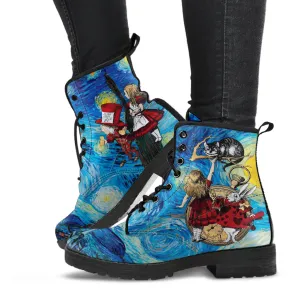 Alice in Wonderland Boots - Alice in Starry Night #101 Red Series | Vegan Custom Shoes, Vincent van Gogh’s World Famous Painting