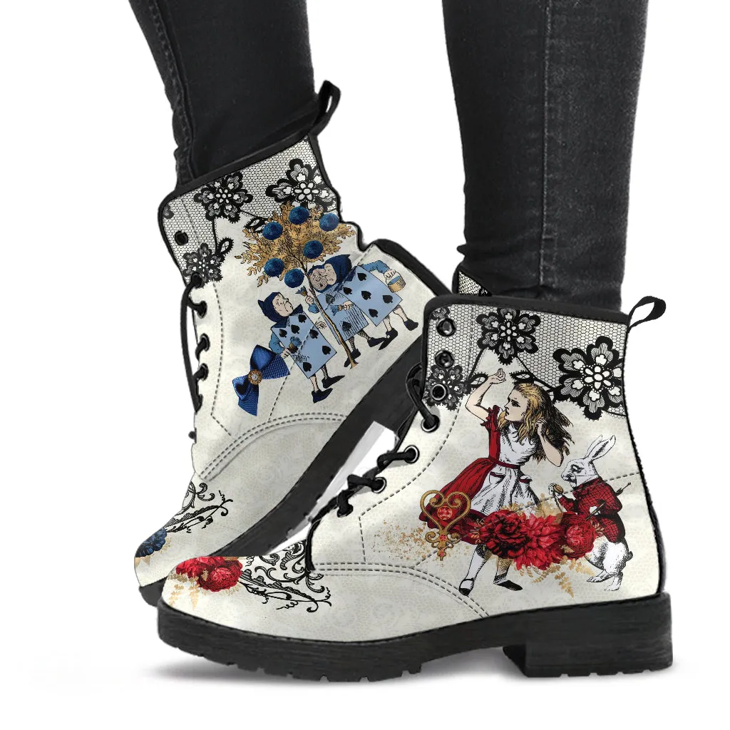 Alice in Wonderland Boots - Alice in Wonderland Gifts #101 Blue & Red Series, Birthday Gifts, Gift Idea, Women's Aesthetic Shoes