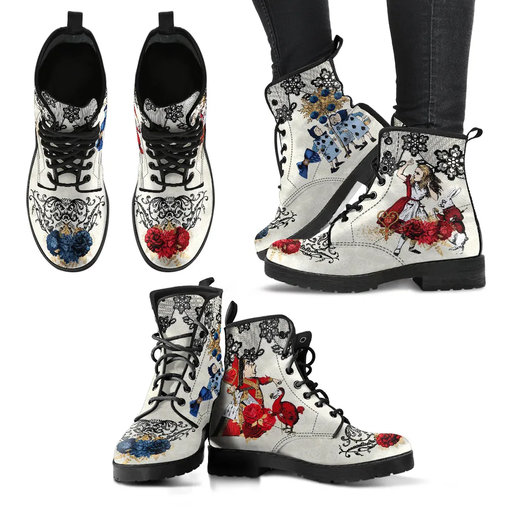 Alice in Wonderland Boots - Alice in Wonderland Gifts #101 Blue & Red Series, Birthday Gifts, Gift Idea, Women's Aesthetic Shoes