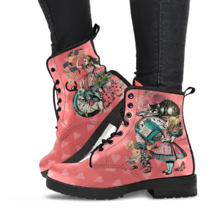 Alice in Wonderland Boots - Alice in Wonderland Gifts #102 Coral Series | Birthday Gift Idea, Women's Vegan Leather Black Hipster