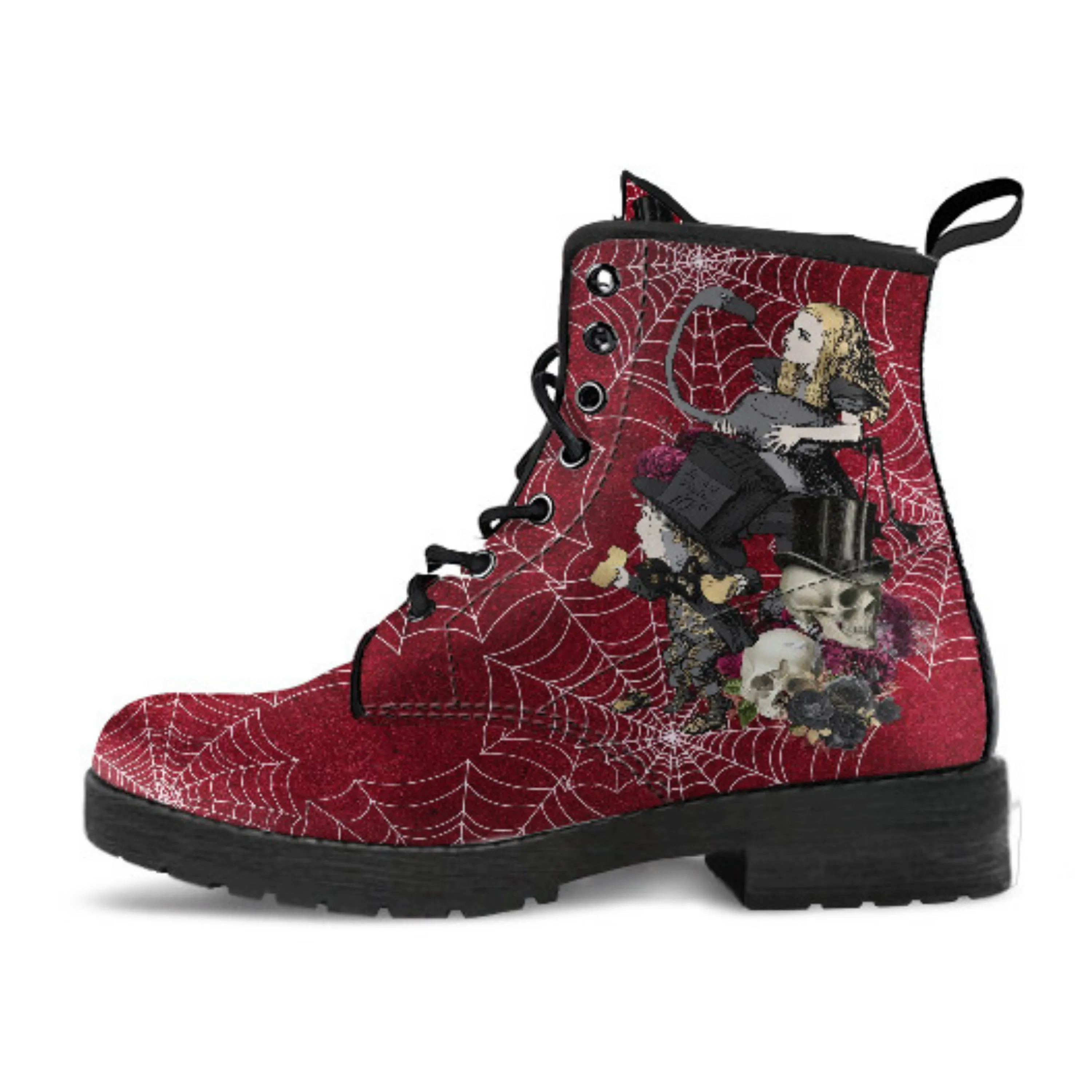 Alice in Wonderland Boots - Alice in Wonderland Gifts #102 Goth Series, Custom Shoes, Vegan Leather 90s
