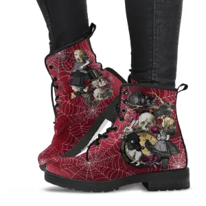 Alice in Wonderland Boots - Alice in Wonderland Gifts #102 Goth Series, Custom Shoes, Vegan Leather 90s