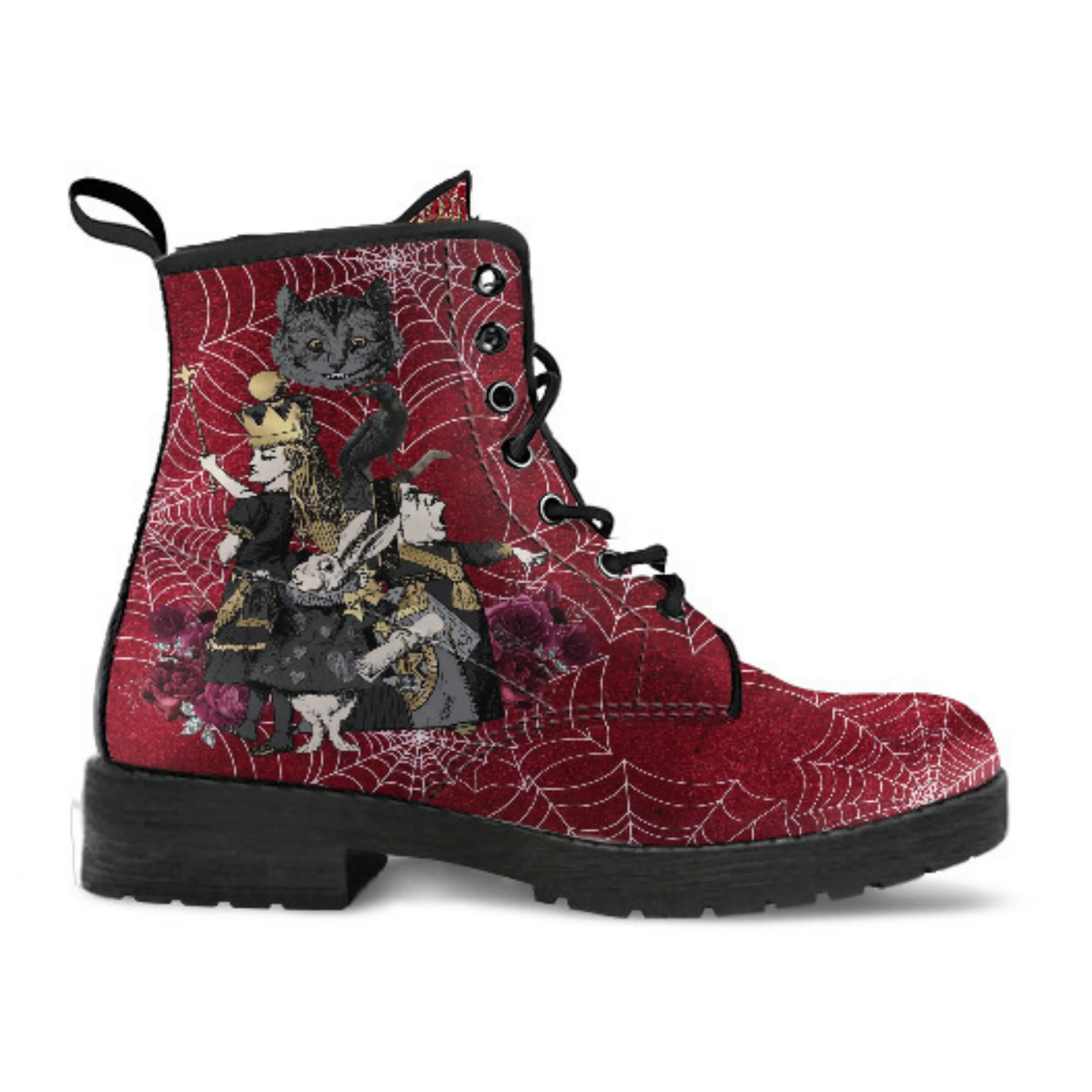 Alice in Wonderland Boots - Alice in Wonderland Gifts #102 Goth Series, Custom Shoes, Vegan Leather 90s