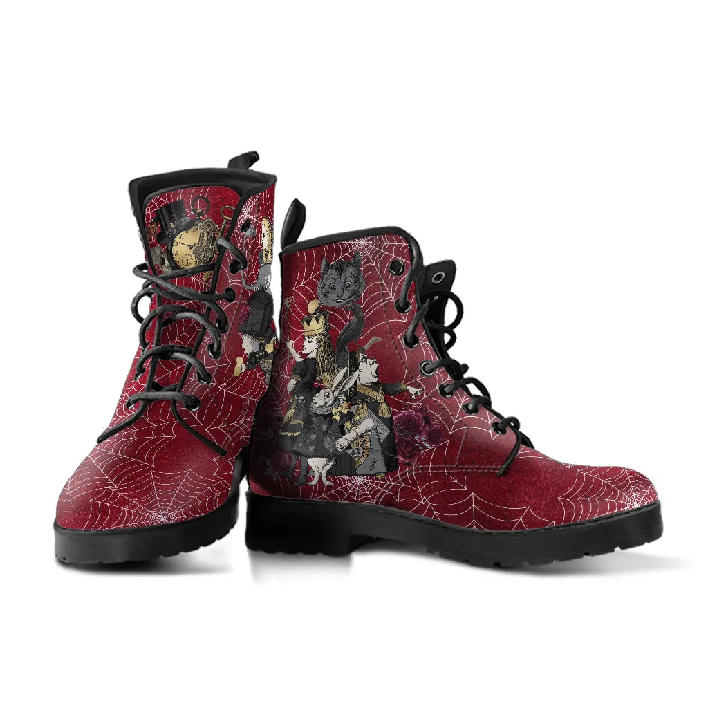 Alice in Wonderland Boots - Alice in Wonderland Gifts #102 Goth Series, Custom Shoes, Vegan Leather 90s