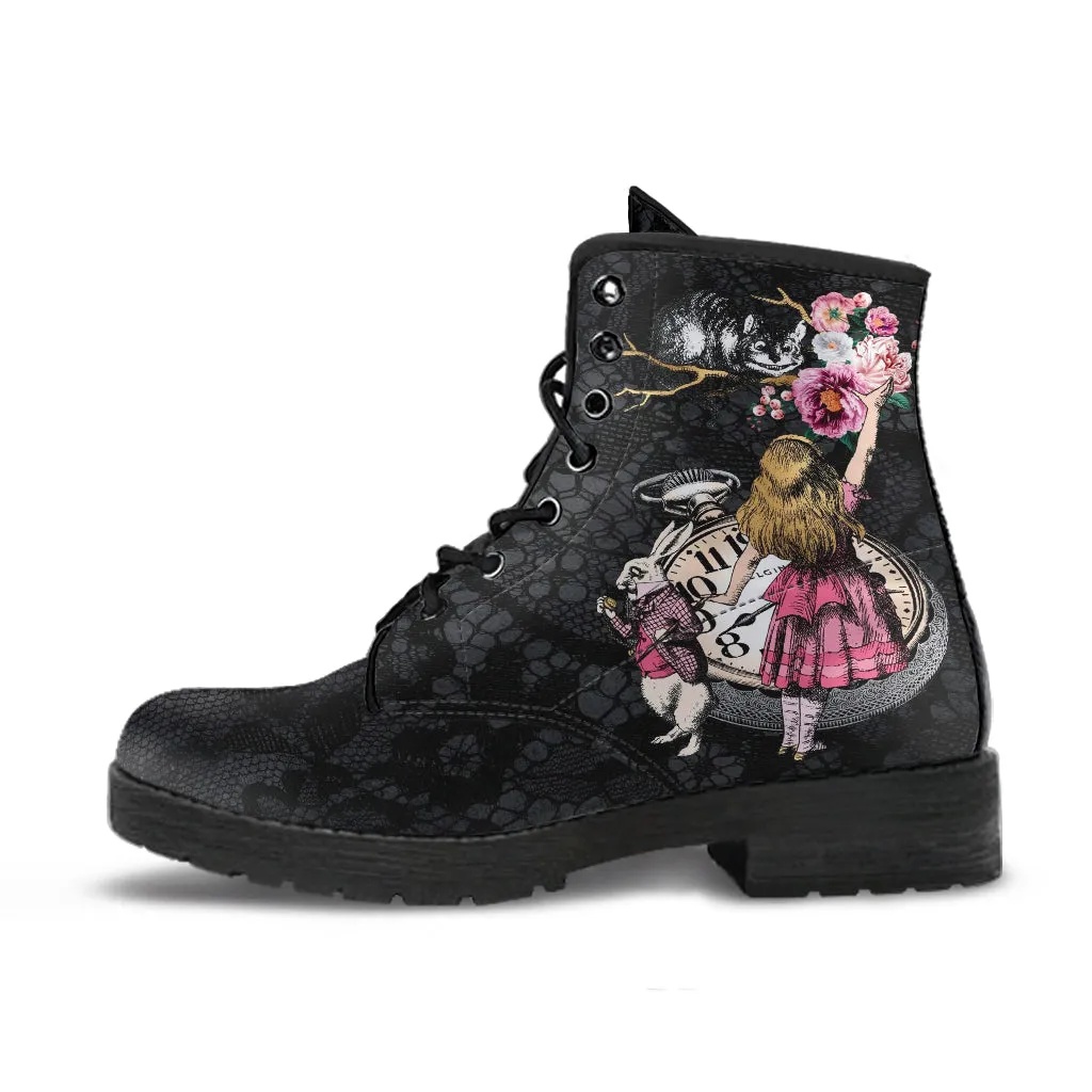 Alice in Wonderland Boots - Alice in Wonderland Gifts #102 Pink Series, Gift Idea, Women's Boots, Custom Aesthetic Shoes