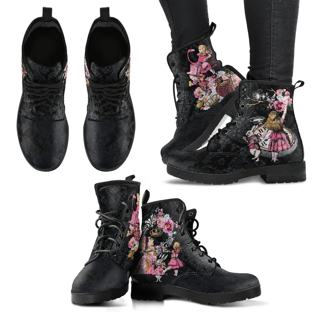 Alice in Wonderland Boots - Alice in Wonderland Gifts #102 Pink Series, Gift Idea, Women's Boots, Custom Aesthetic Shoes