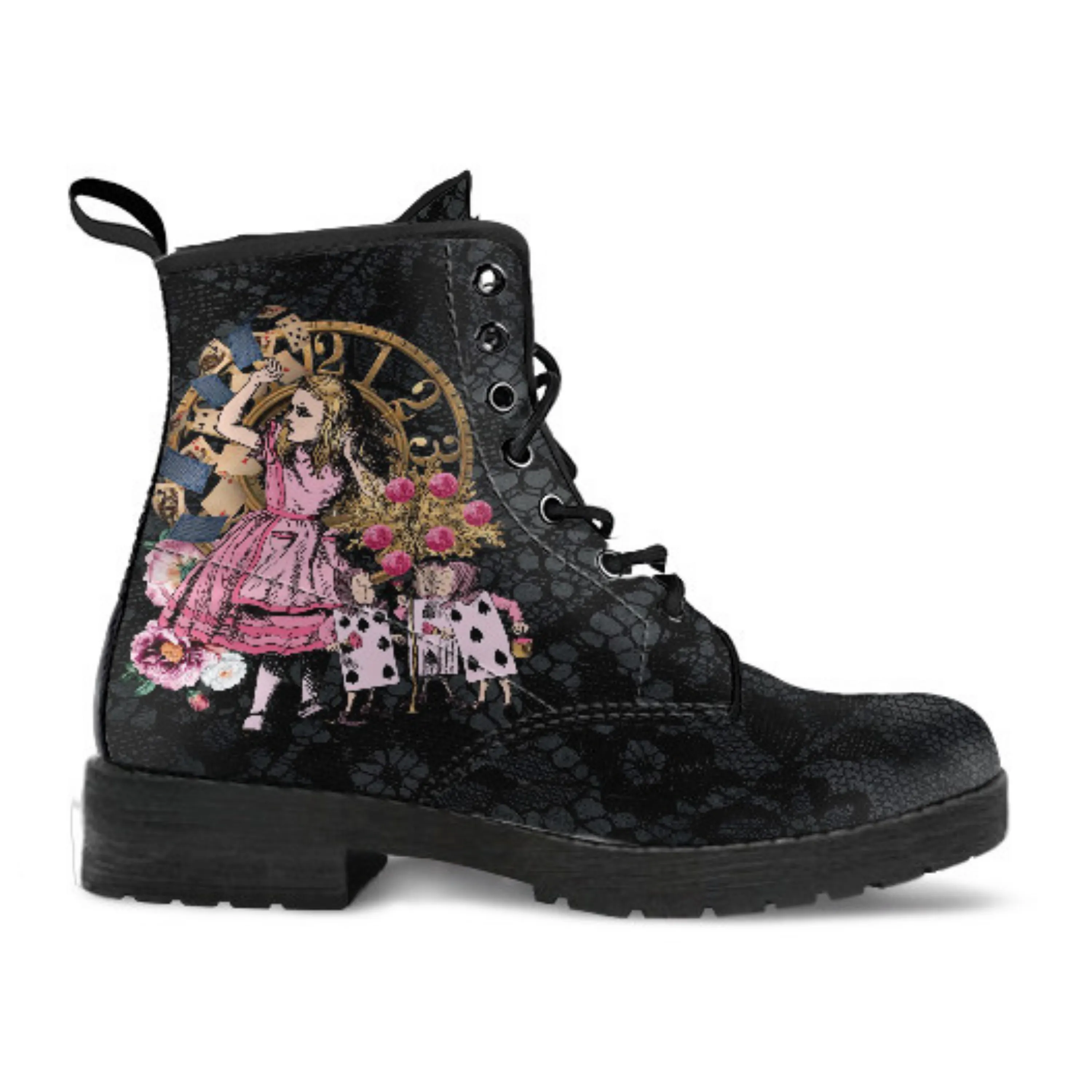 Alice in Wonderland Boots - Alice in Wonderland Gifts #102 Pink Series, Gift Idea, Women's Boots, Custom Aesthetic Shoes