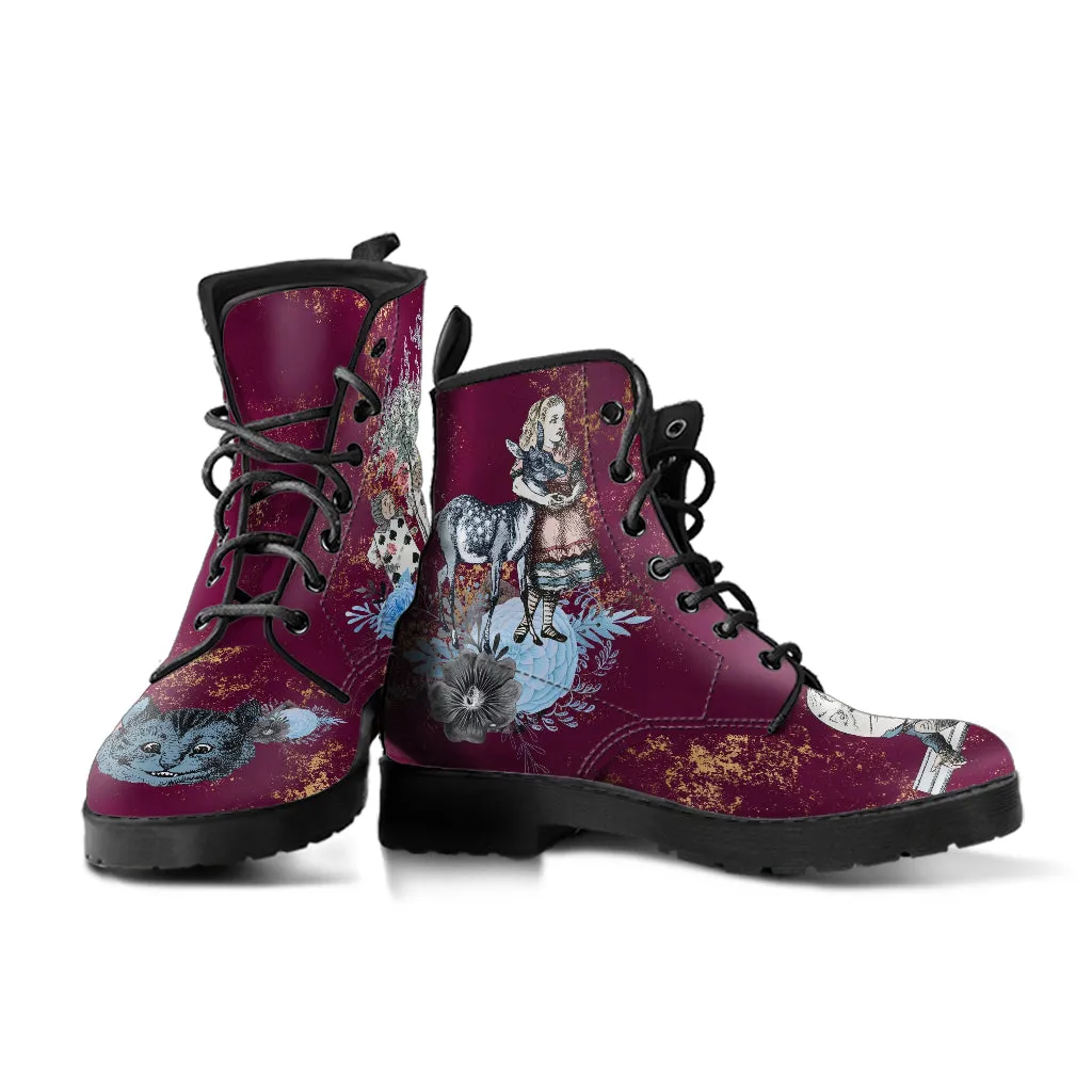 Alice in Wonderland Boots - Alice in Wonderland Gifts #107 Blue Series, Birthday Gift Women's Boots, Custom Aesthetic Shoes