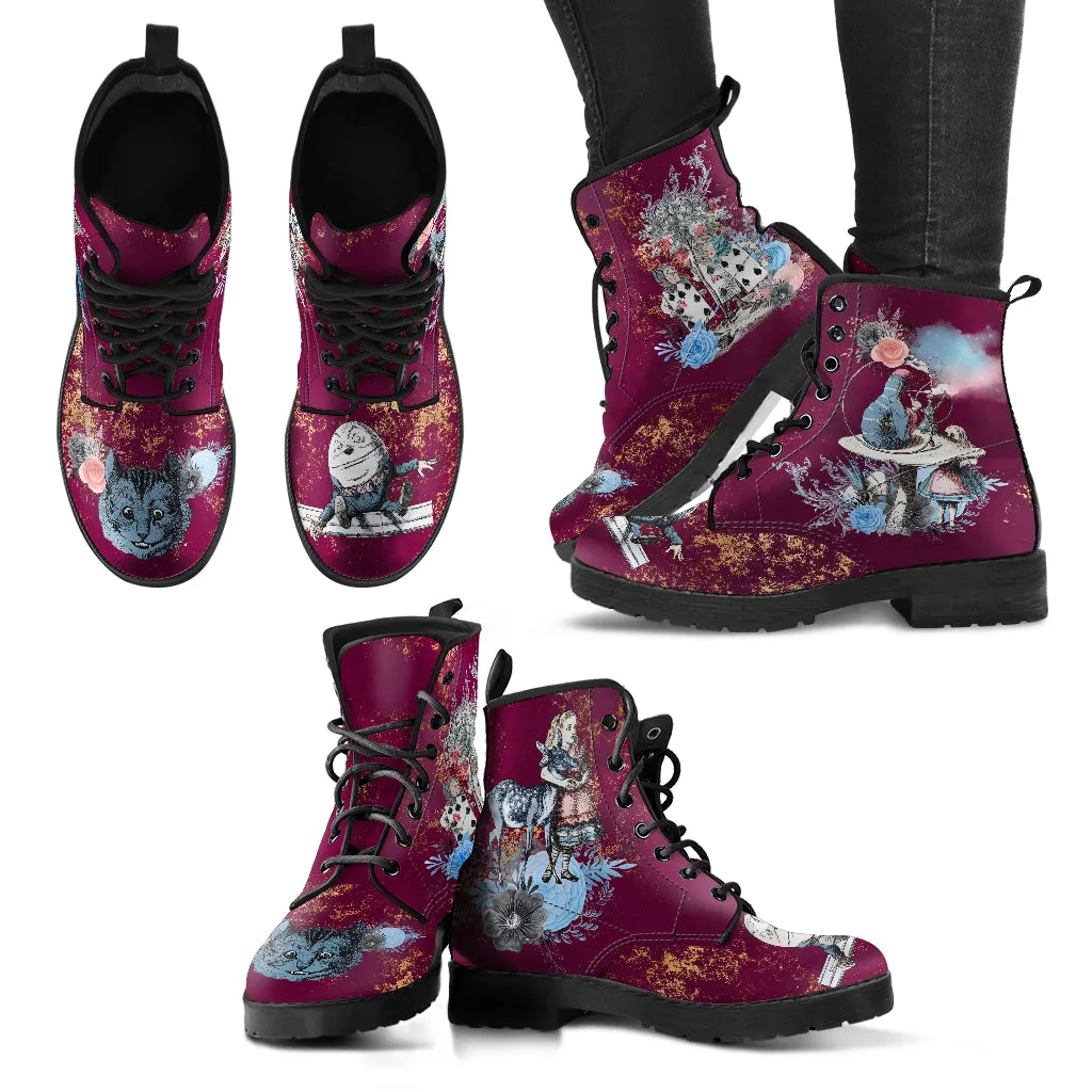 Alice in Wonderland Boots - Alice in Wonderland Gifts #107 Blue Series, Birthday Gift Women's Boots, Custom Aesthetic Shoes