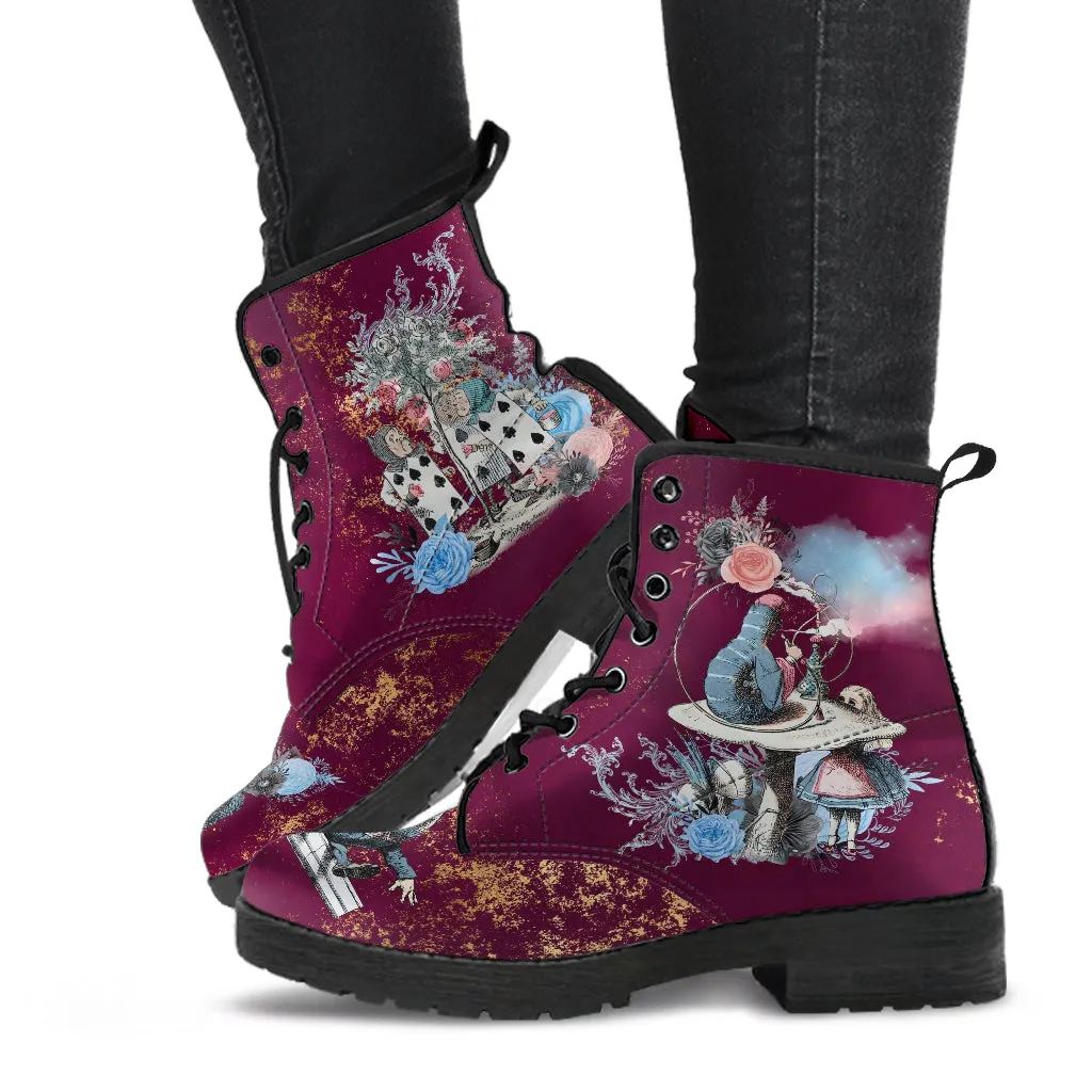 Alice in Wonderland Boots - Alice in Wonderland Gifts #107 Blue Series, Birthday Gift Women's Boots, Custom Aesthetic Shoes