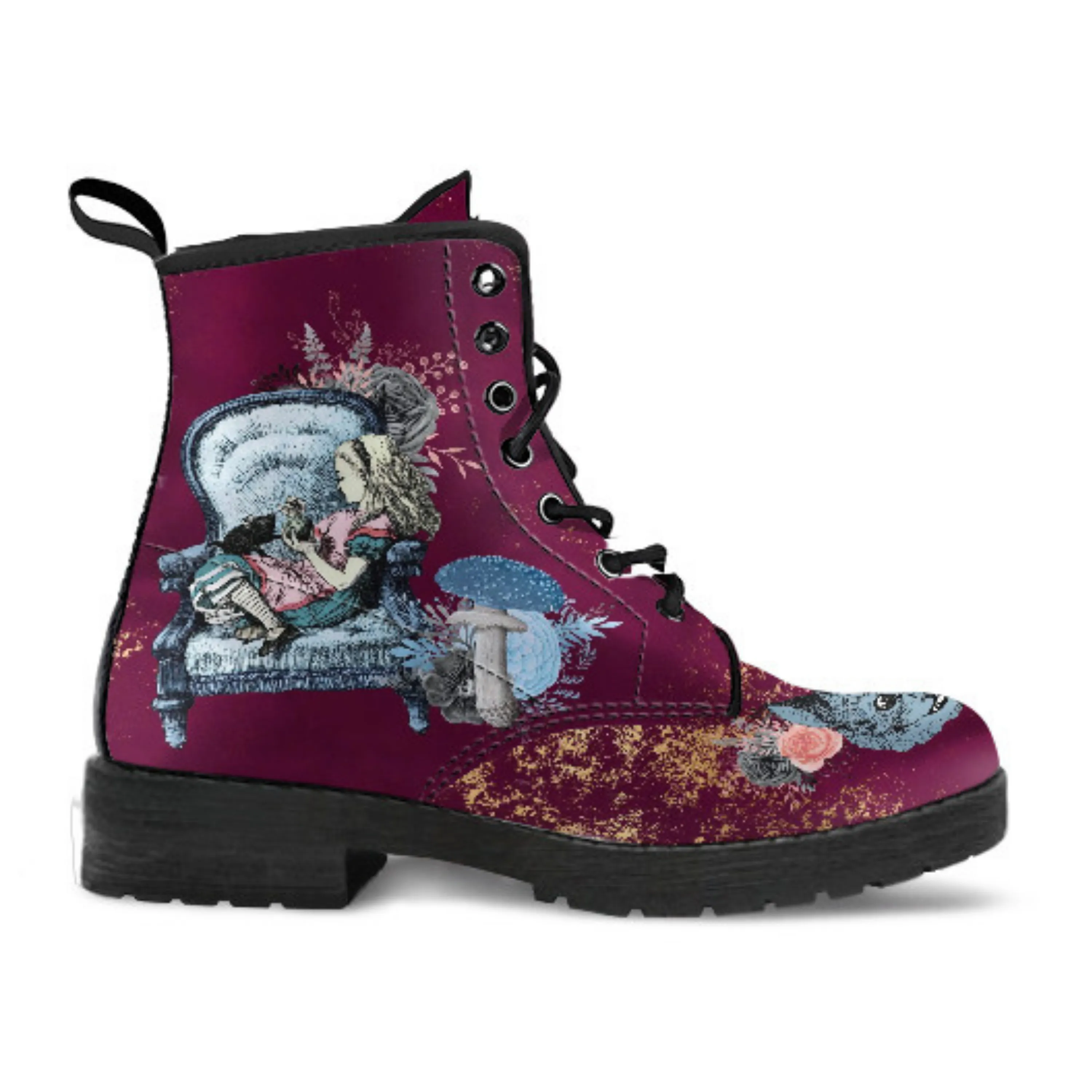 Alice in Wonderland Boots - Alice in Wonderland Gifts #107 Blue Series, Birthday Gift Women's Boots, Custom Aesthetic Shoes