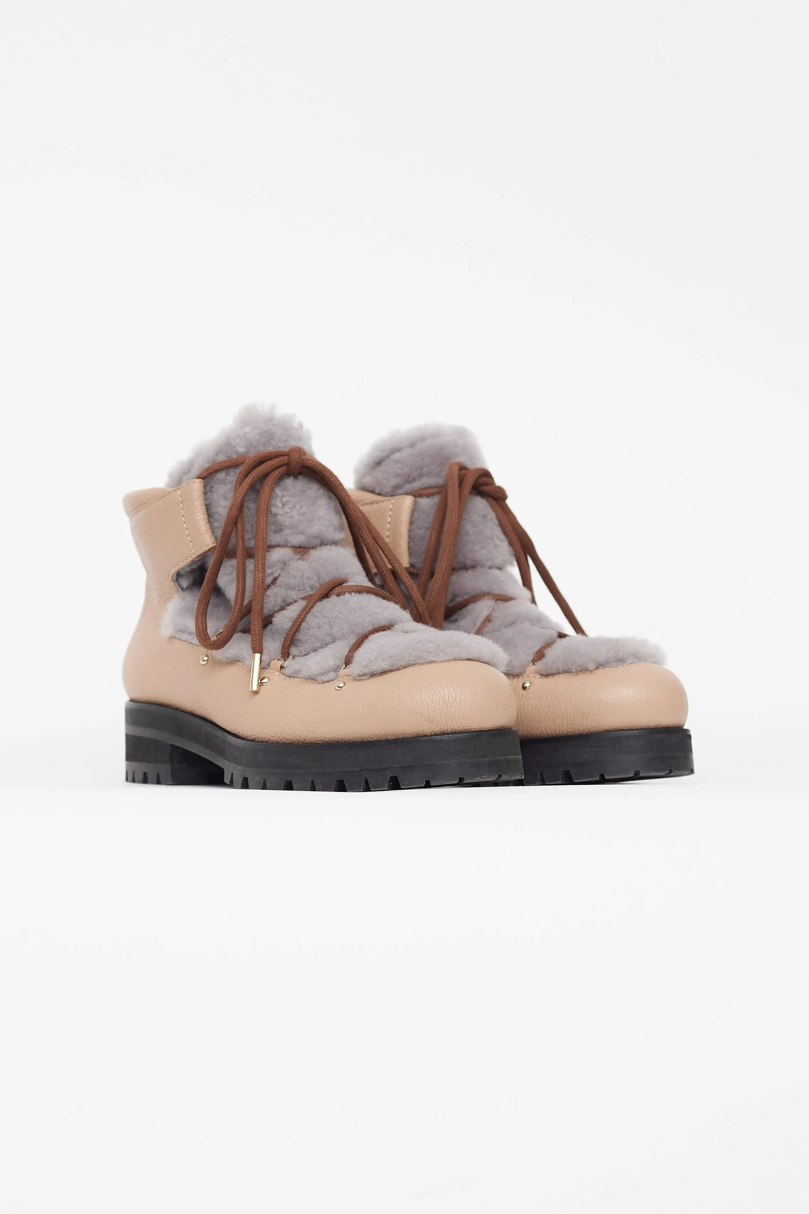 Beige & Grey Ditto Shearling Boot