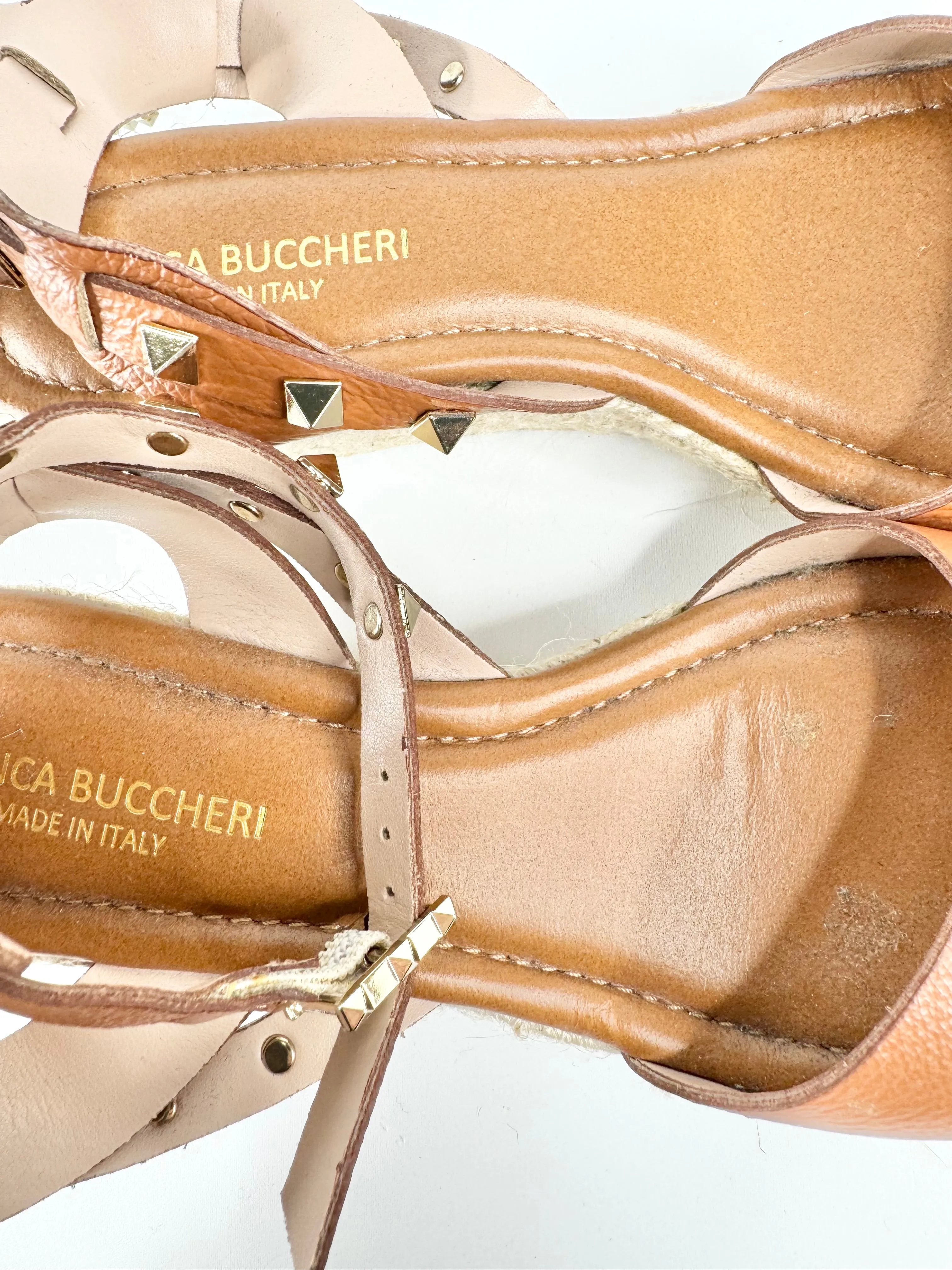 Bianca Buccheri Burnt Caramel Studded Espadrilles - EU38