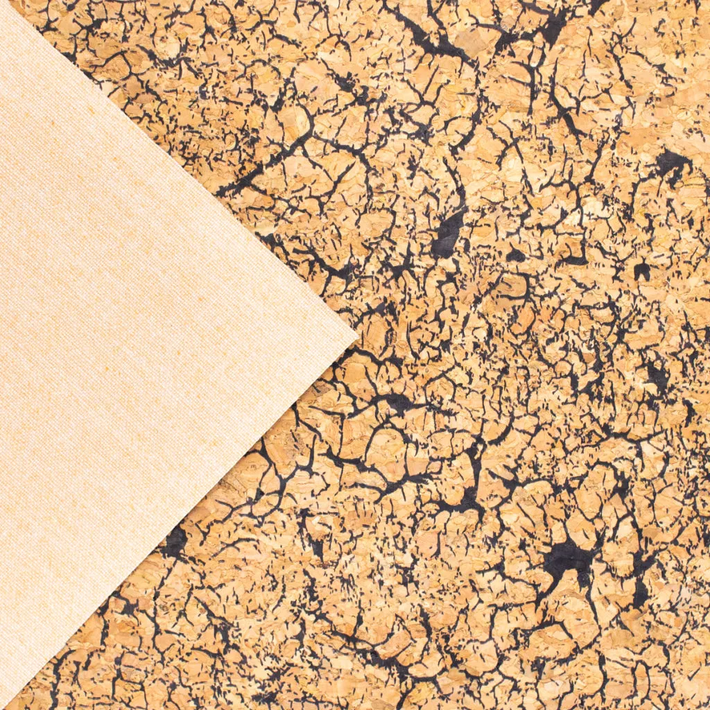Black Crackle Effect Pattern Cork Fabric COF-569