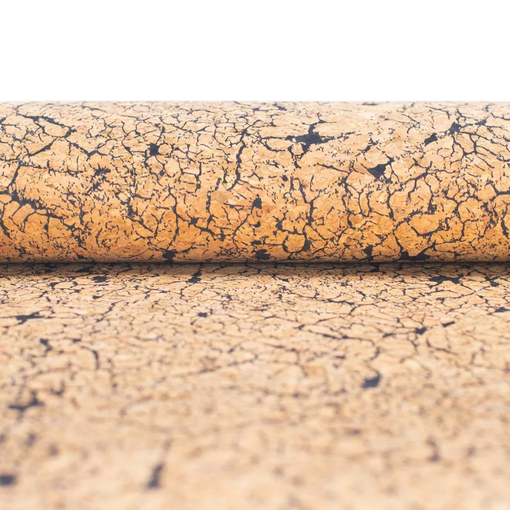 Black Crackle Effect Pattern Cork Fabric COF-569