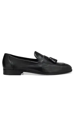 Black Leather Loafers With Tassels