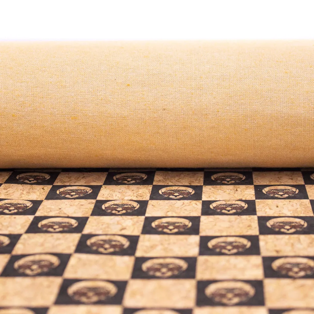 BUY 1 GET 1 FREE: Checkered Chess Leopard Print Cork Fabric-COF-283-A