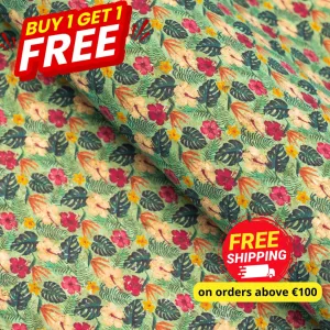 BUY 1 GET 1 FREE: Tropic Florals, Cork Fabric COF-311-A