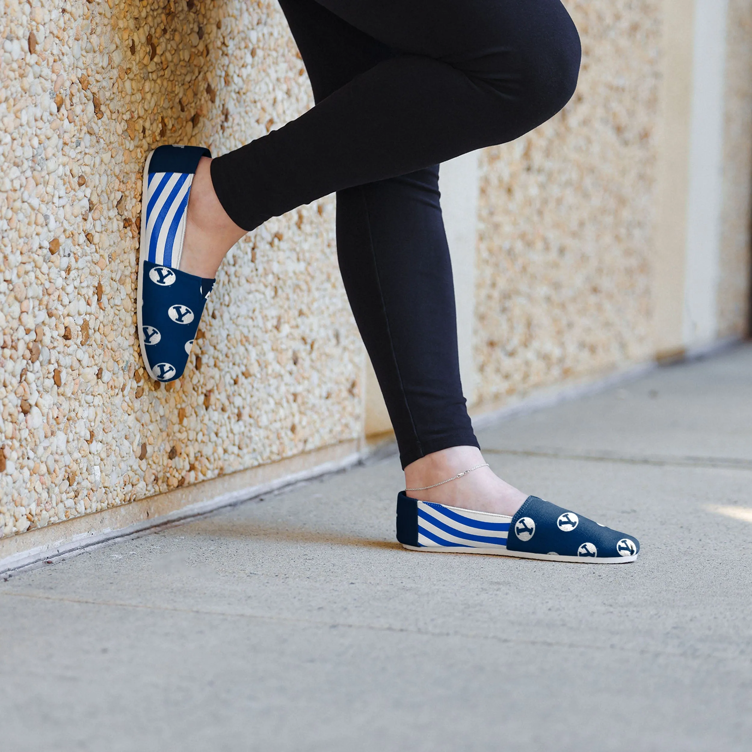 BYU Cougars NCAA Womens Stripe Canvas Shoes