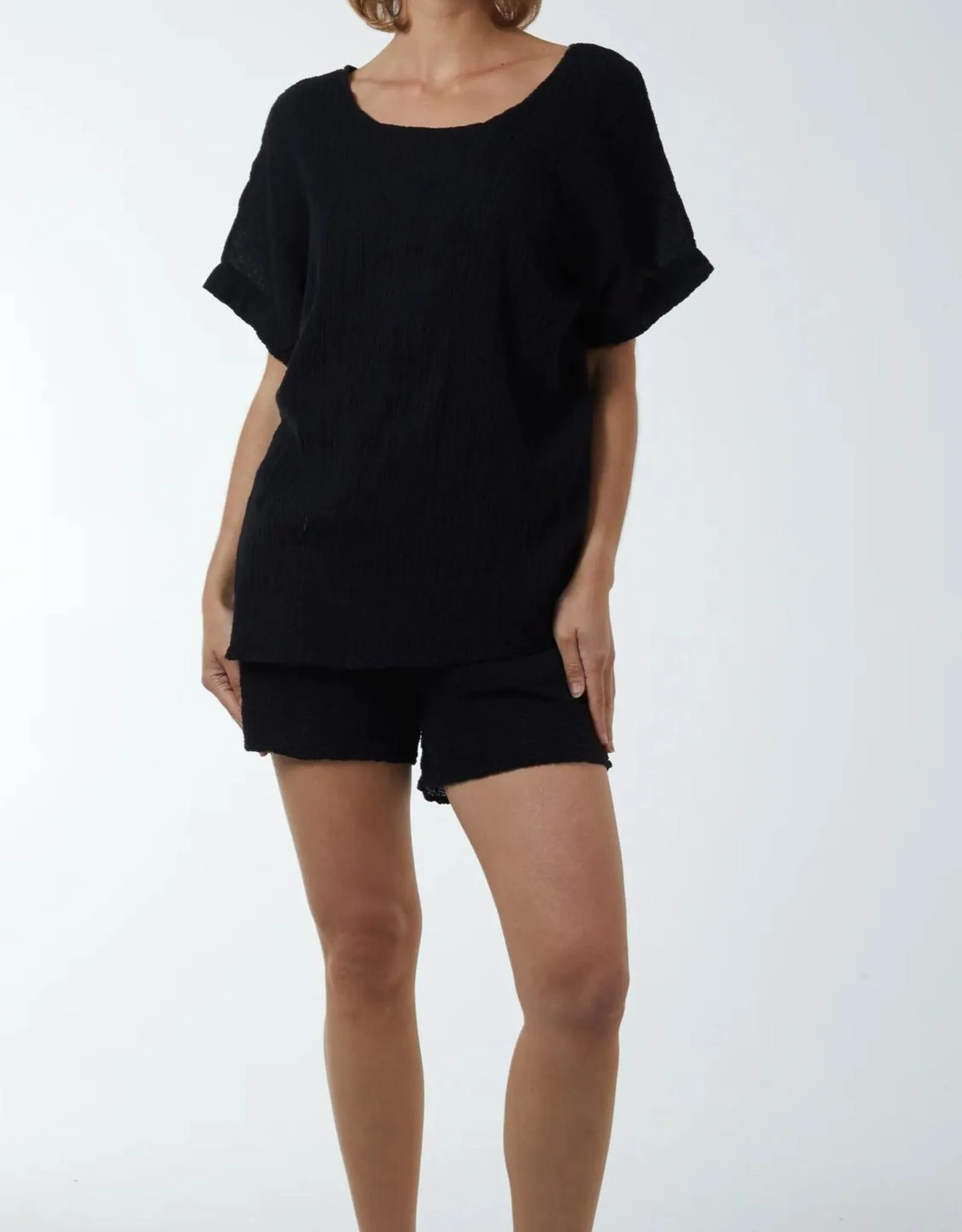 Celia Cotton Round Neck Co-ord Shorts Set