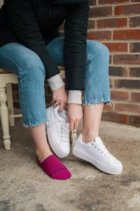 Cerise "No-Show" Bamboo Socks