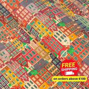 Charming European Townscape Cork Fabric Design COF-486