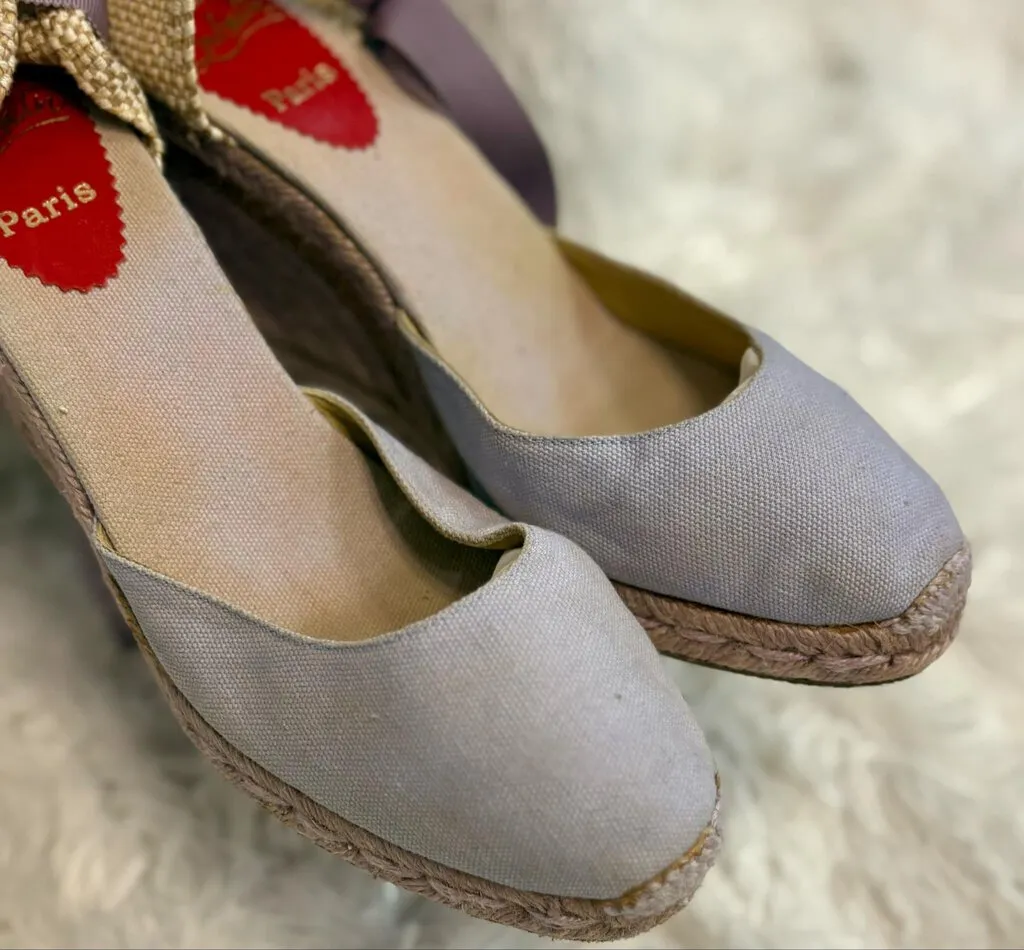 Christian Louboutin Canvas Wrap Espadrilles - Size 40