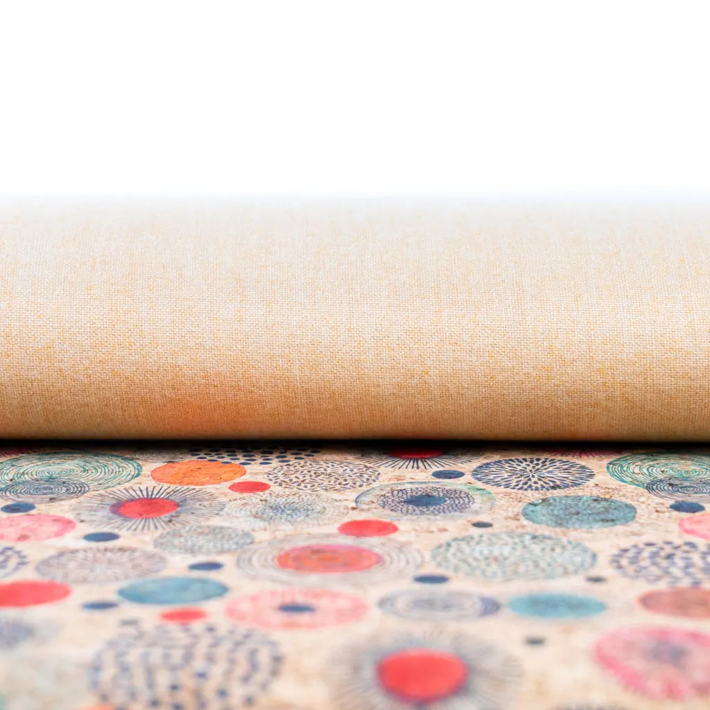 Colorful Circle Patterns on Cork Fabric COF-539