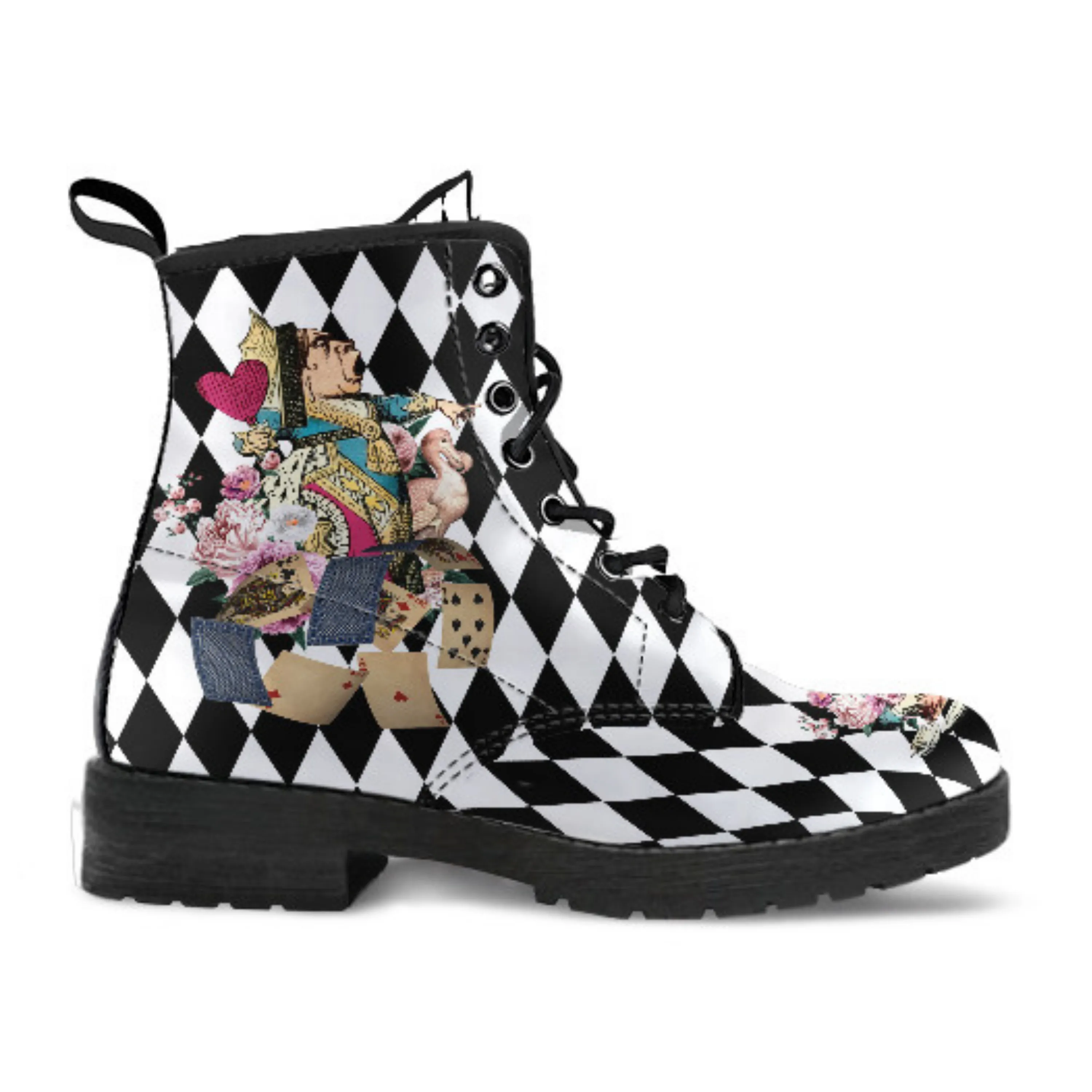Combat Boots - Alice in Wonderland Gifts #43 Colorful Series | Birthday Gifts, Gift Idea, Women's Boots, Custom Shoes, Vegan Shoes