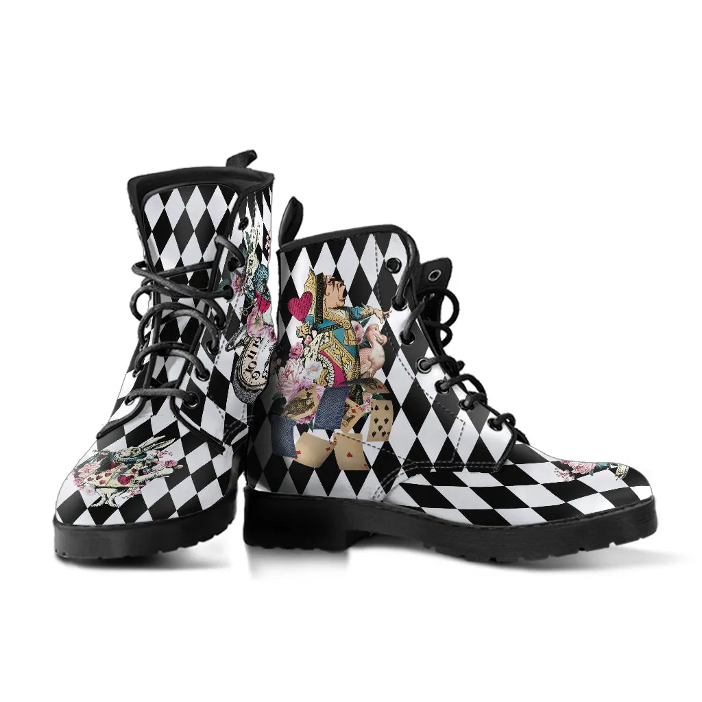 Combat Boots - Alice in Wonderland Gifts #43 Colorful Series | Birthday Gifts, Gift Idea, Women's Boots, Custom Shoes, Vegan Shoes