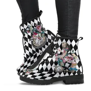 Combat Boots - Alice in Wonderland Gifts #43 Colorful Series | Birthday Gifts, Gift Idea, Women's Boots, Custom Shoes, Vegan Shoes