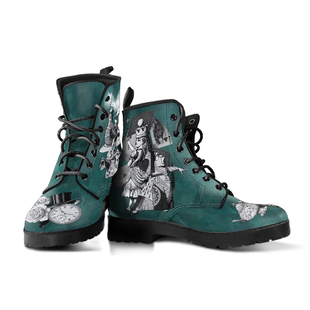 Combat Boots - Alice in Wonderland Gifts #65 Classic Series | Birthday Gifts, Gift Idea, Women's Boots, Custom Shoes, Vegan Shoes, 90s Boots