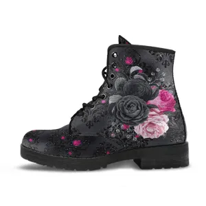 Combat Boots - Beautiful Flowers #109 Pink Dainty | Aesthetic Kawaii Cute Custom Shoes, Gift Idea