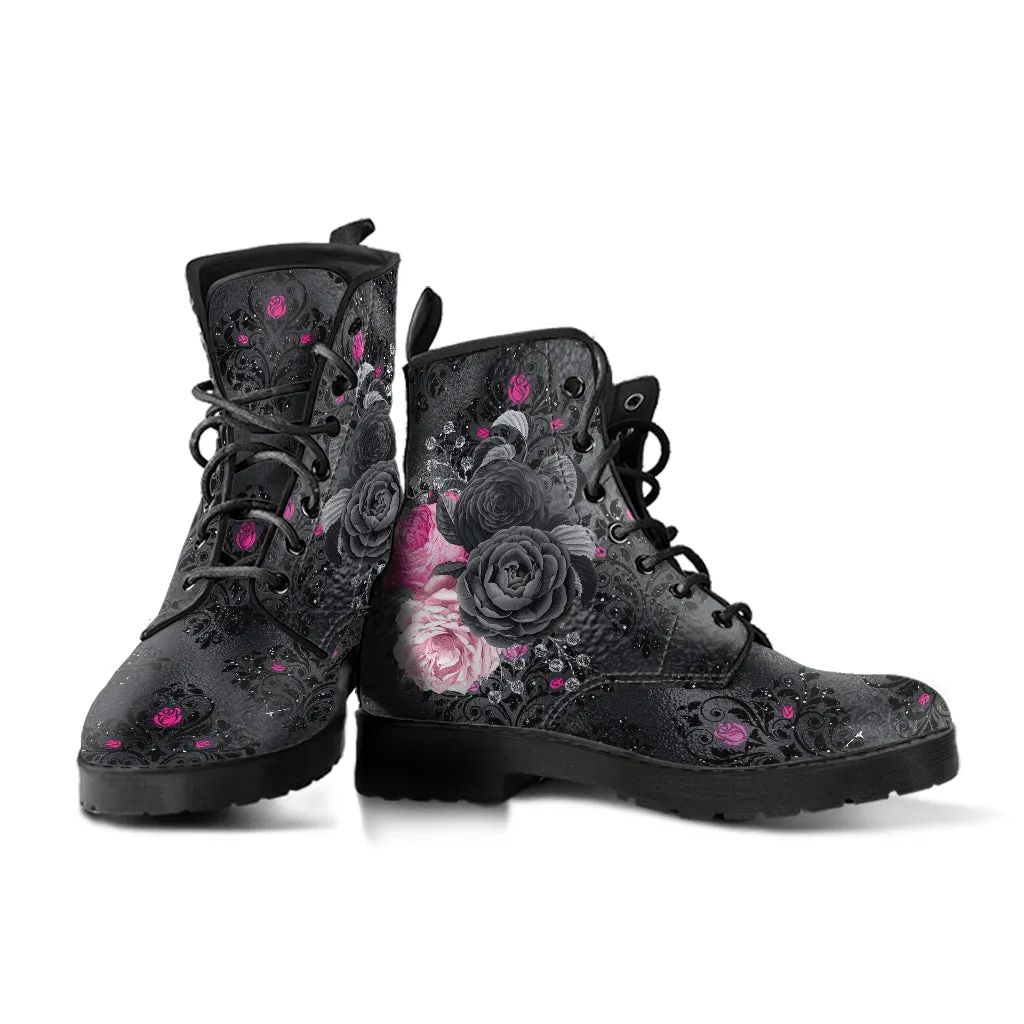 Combat Boots - Beautiful Flowers #109 Pink Dainty | Aesthetic Kawaii Cute Custom Shoes, Gift Idea