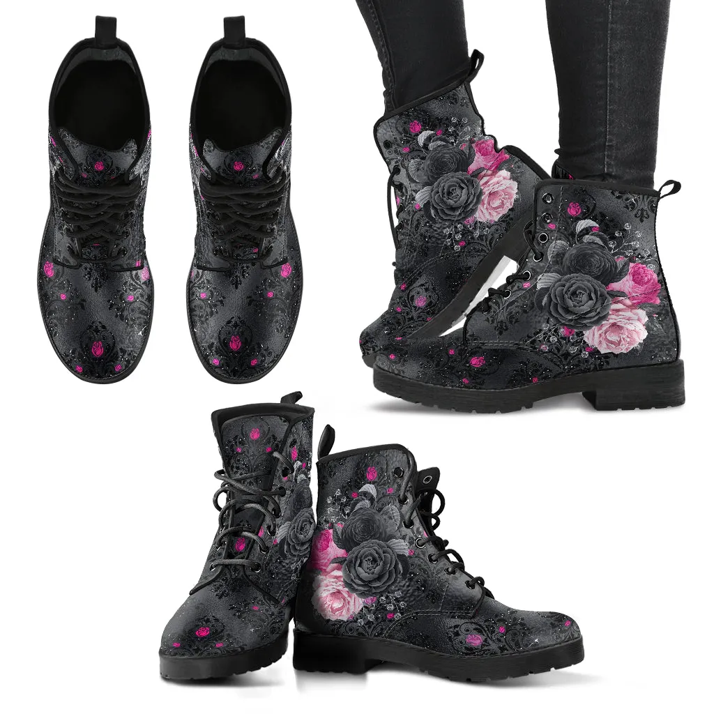 Combat Boots - Beautiful Flowers #109 Pink Dainty | Aesthetic Kawaii Cute Custom Shoes, Gift Idea