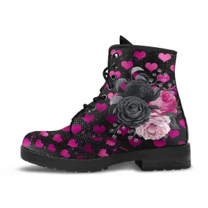 Combat Boots - Beautiful Flowers #109 Pink Love | Aesthetic Kawaii Cute Custom Shoes, Gift Idea