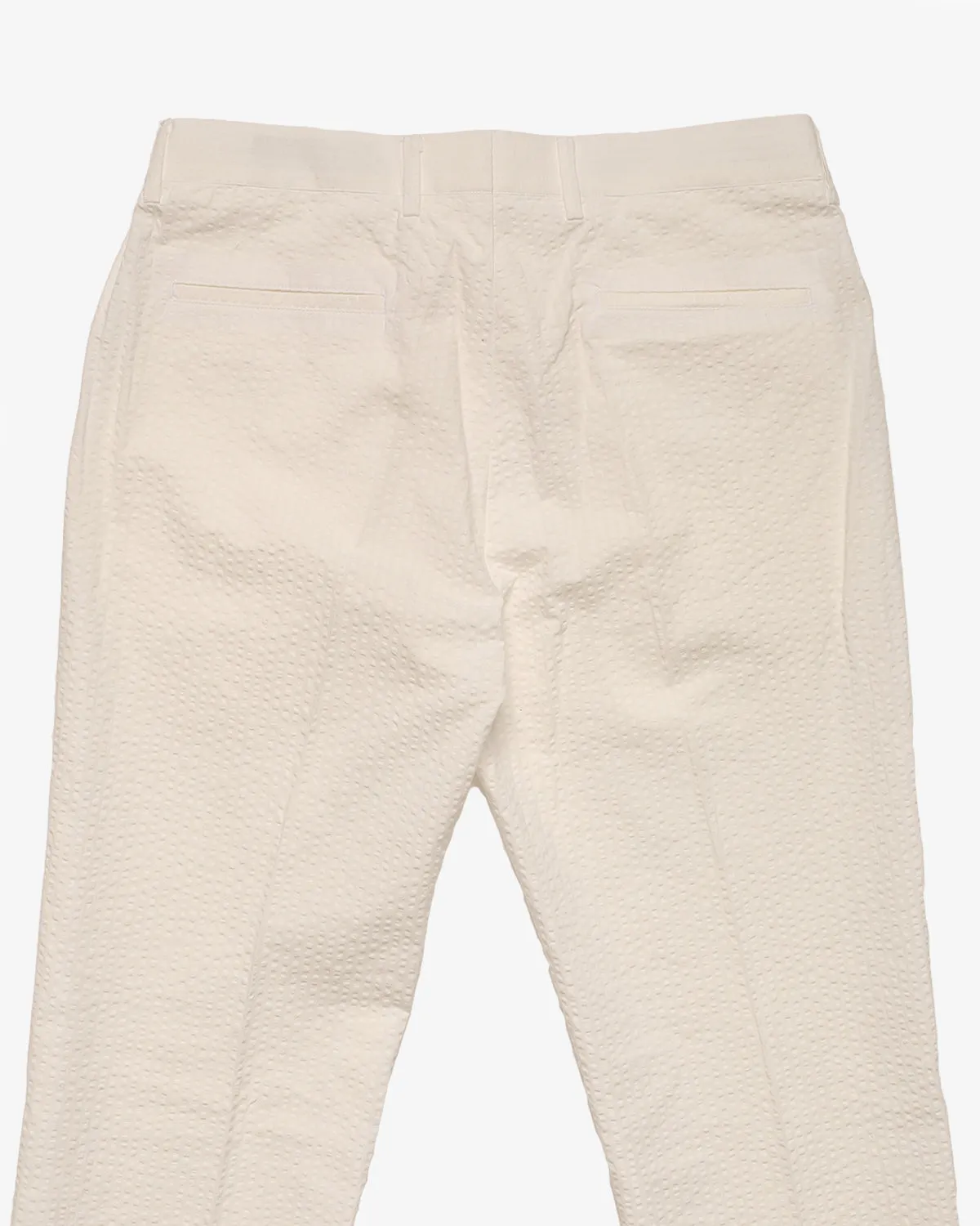 COTTON SEERSUCKER SINGLE PLEAT DRAWSTRING TROUSER WHITE