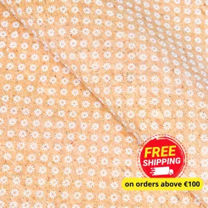 Delicate Daisy Charm: Fresh and Natural White Floral Cork Fabric COF-576