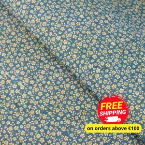 Delicate Floral Sprinkle on Teal Cork Fabric Design COF-488