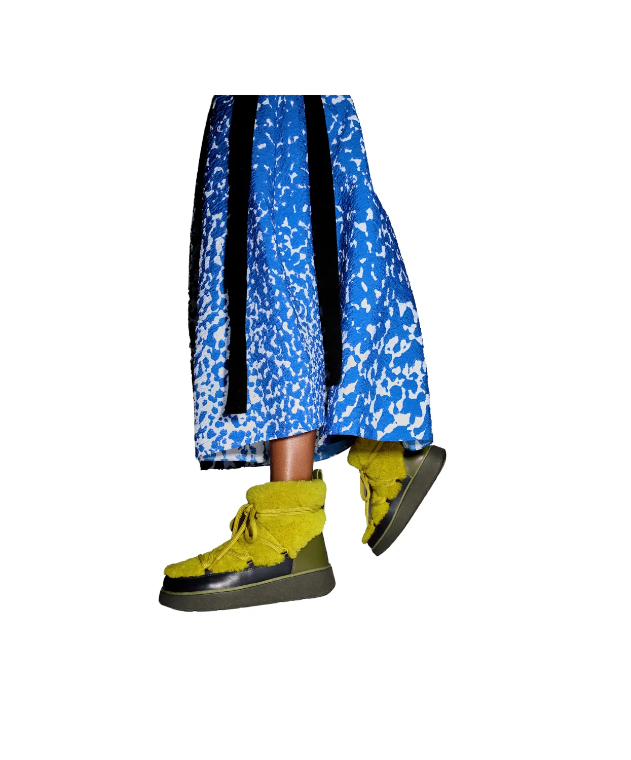 FitFlop Gen FF x Roksanda Curly Shearling Lace Ankle Boots Chartreuse Mix