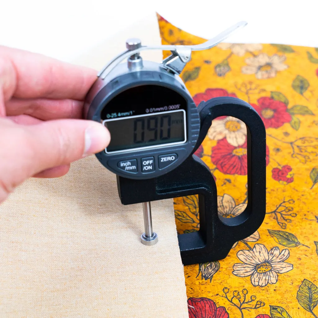 Floral Print Cork Fabric with Yellow Background COF-540
