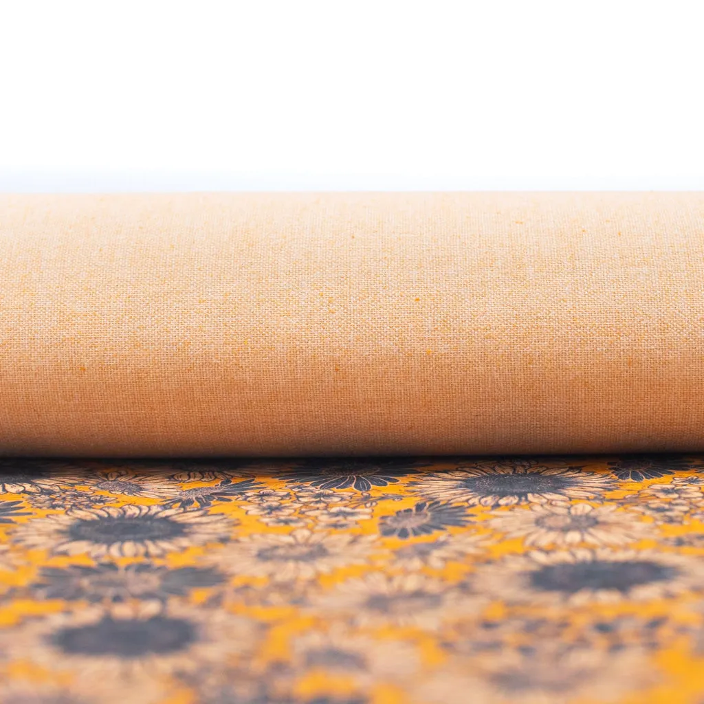 Floral-Printed Cork Fabric with Sunflower Design COF-573