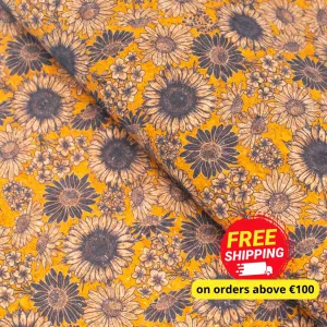 Floral-Printed Cork Fabric with Sunflower Design COF-573