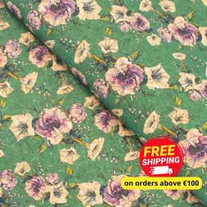 Flower Green Pattern Cork Fabric COF-351-A
