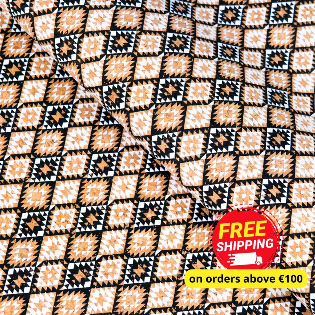 Geometric pattern cork fabric COF-615