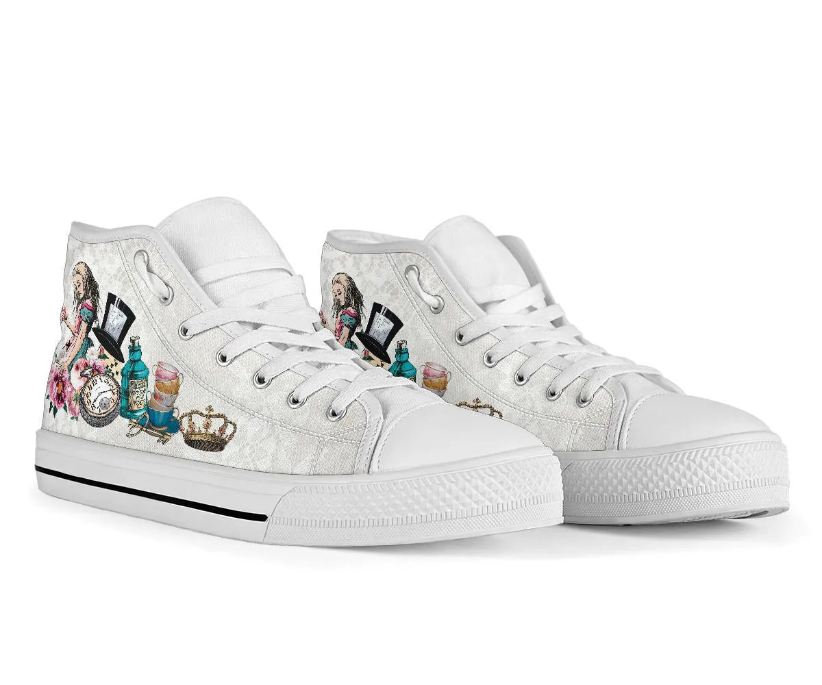 High Top Sneakers - Alice in Wonderland Gifts #101 Colorful Series | Birthday Gifts, Gift Idea, Custom Canvas Shoes, Cute Kawaii Aesthetic