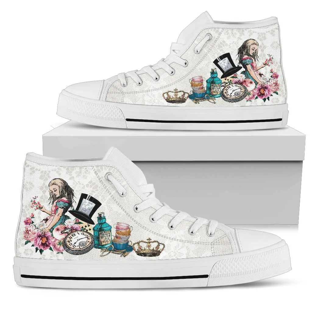 High Top Sneakers - Alice in Wonderland Gifts #101 Colorful Series | Birthday Gifts, Gift Idea, Custom Canvas Shoes, Cute Kawaii Aesthetic