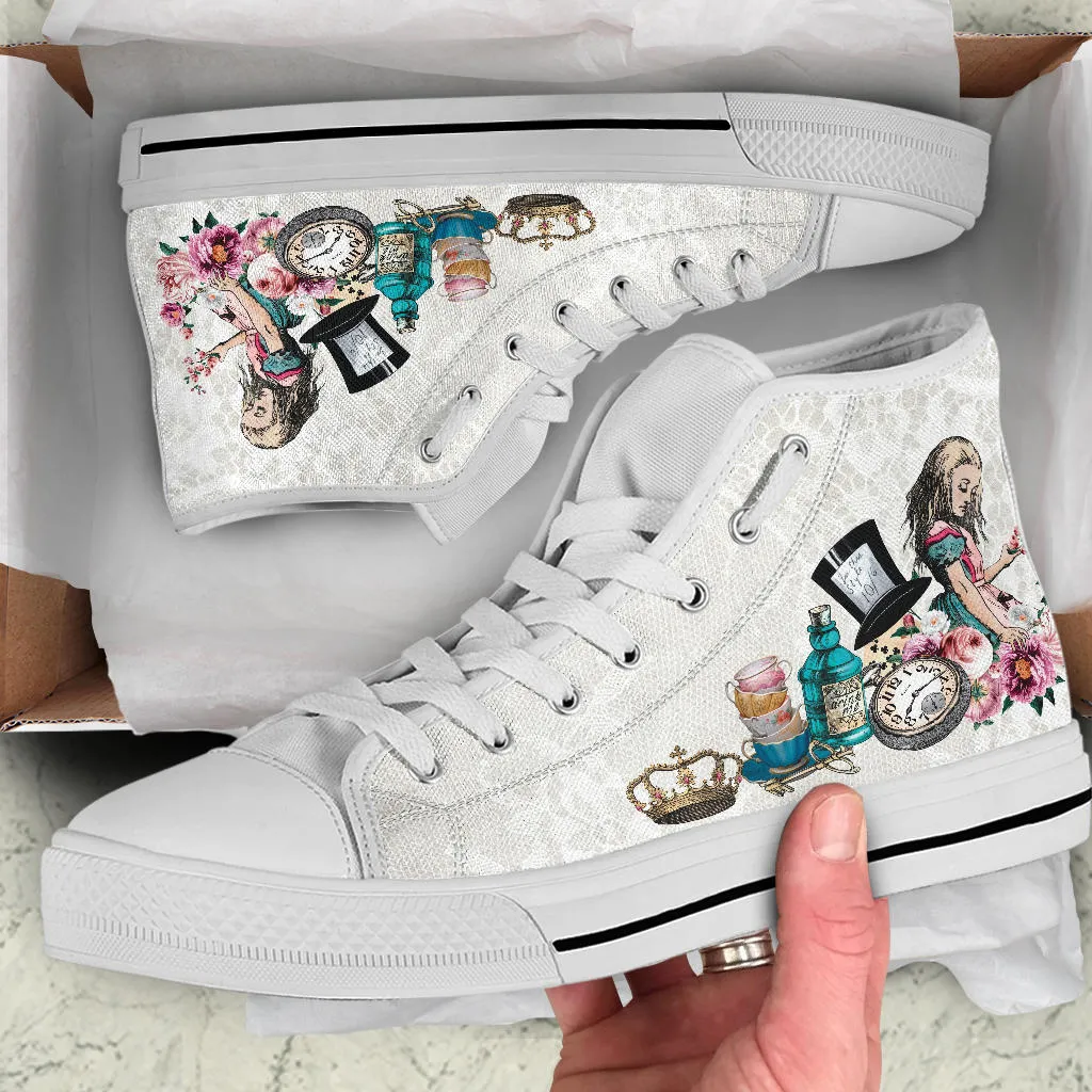 High Top Sneakers - Alice in Wonderland Gifts #101 Colorful Series | Birthday Gifts, Gift Idea, Custom Canvas Shoes, Cute Kawaii Aesthetic