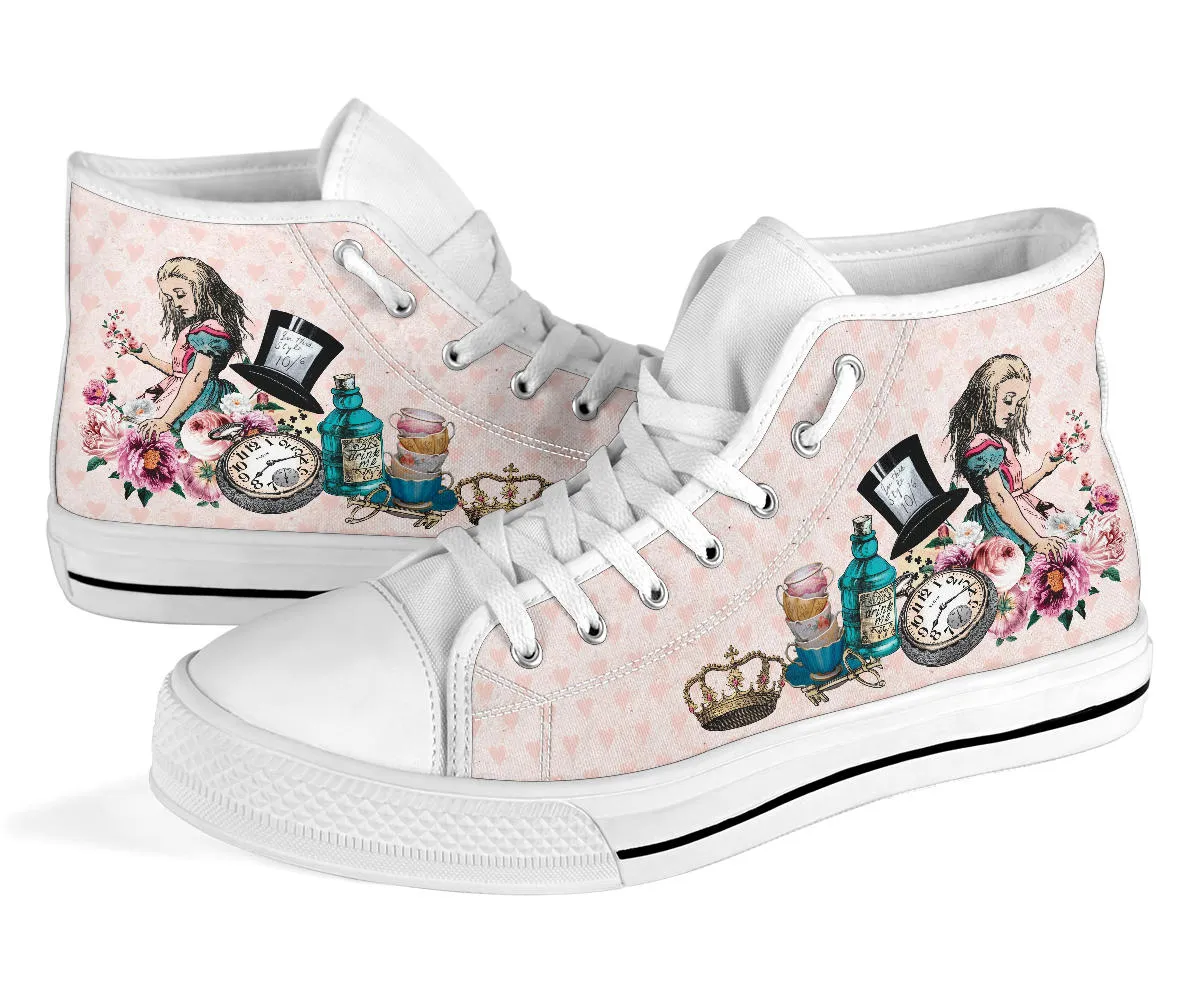 High Top Sneakers - Alice in Wonderland Gifts #102 Colorful Series | Birthday Gifts, Gift Idea, Custom Canvas Shoes, Cute Kawaii Aesthetic